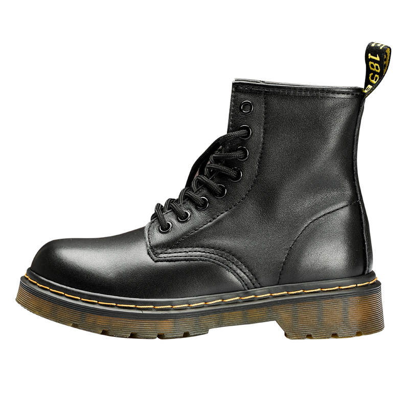 XIMO BULL Top Grain Cow Leather Short Combat Boots Unisex Black