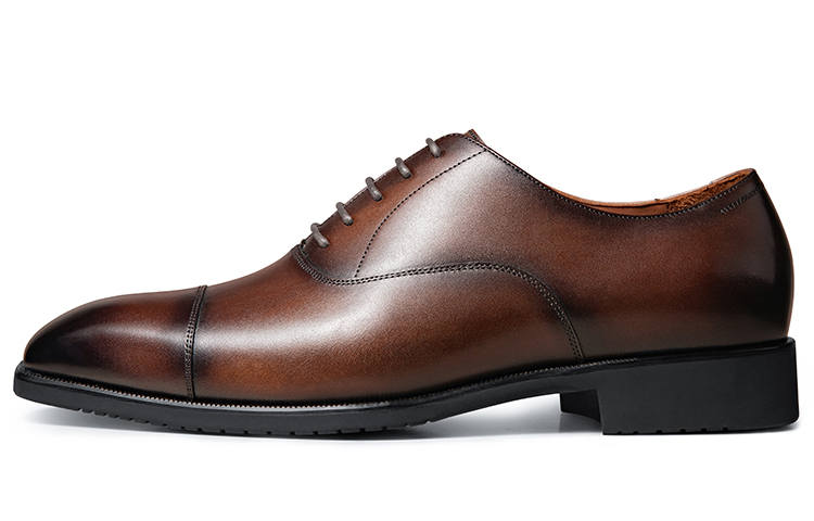 Zuti British Style Calfskin Oxford Shoes Dress Shoes Men's Dark Brown Polished
