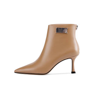 Shesrim Top Grain Cow Leather Versatile Fashion Elegance, Fleece Lined Ankle Boots 6CM Women's