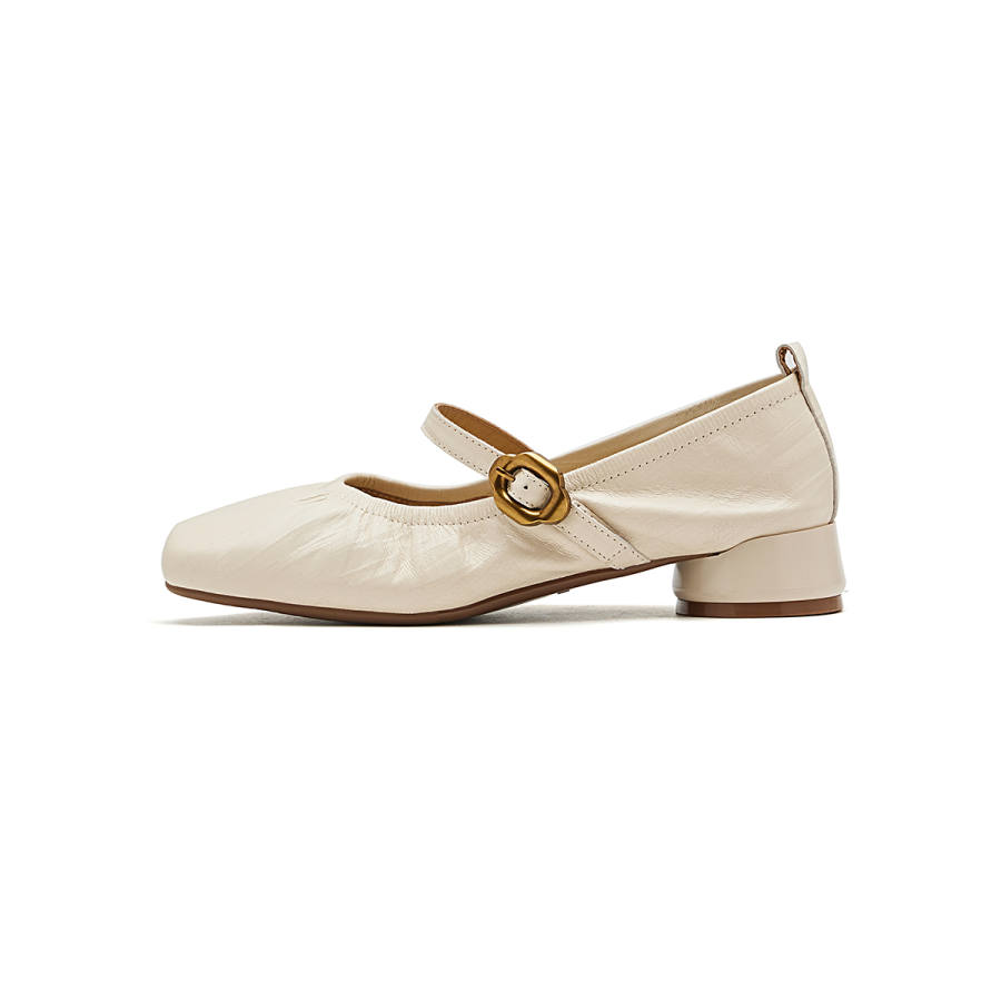 HARSON Mary Jane Shoes Women's Beige Apricot/Black