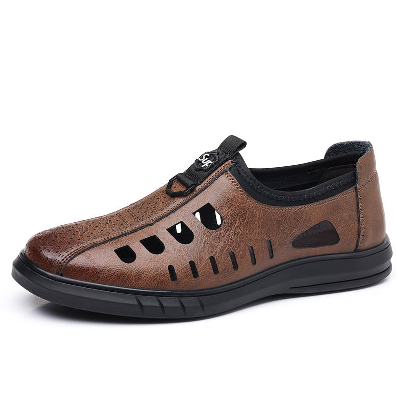 CKVUSAMG Top Grain Cow Leather Casual Shoes Men's Brown