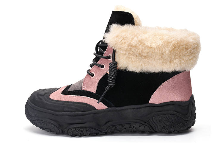 Joy&Mario Thermal Abrasion Resistant Height Increasing Shearling Fleece Lined Short Mid Calf Snow Boots Women's