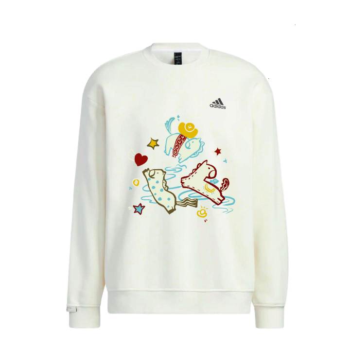 Adidas Adidas Instant Wealth Hand Drawn Design Graffiti Individual Print Crew Neck Fleece Lined Sweatshirt Unisex