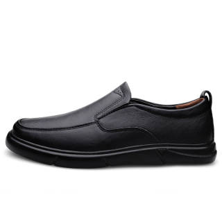 YINGLUNQISHI Top Grain Cow Leather Casual Shoes Men's Black