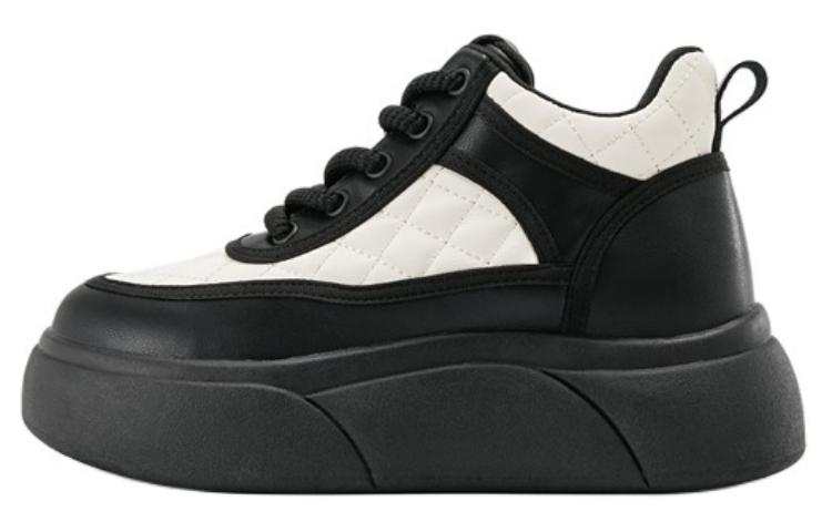 AOKANG Pu Mid top Skateboard Shoes Women's Black White