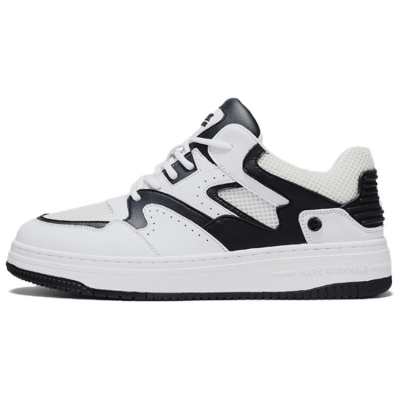 FAIRWHALE Synthetic Leather, Textile Low top Skateboard Shoes Men's White Black/White Gray