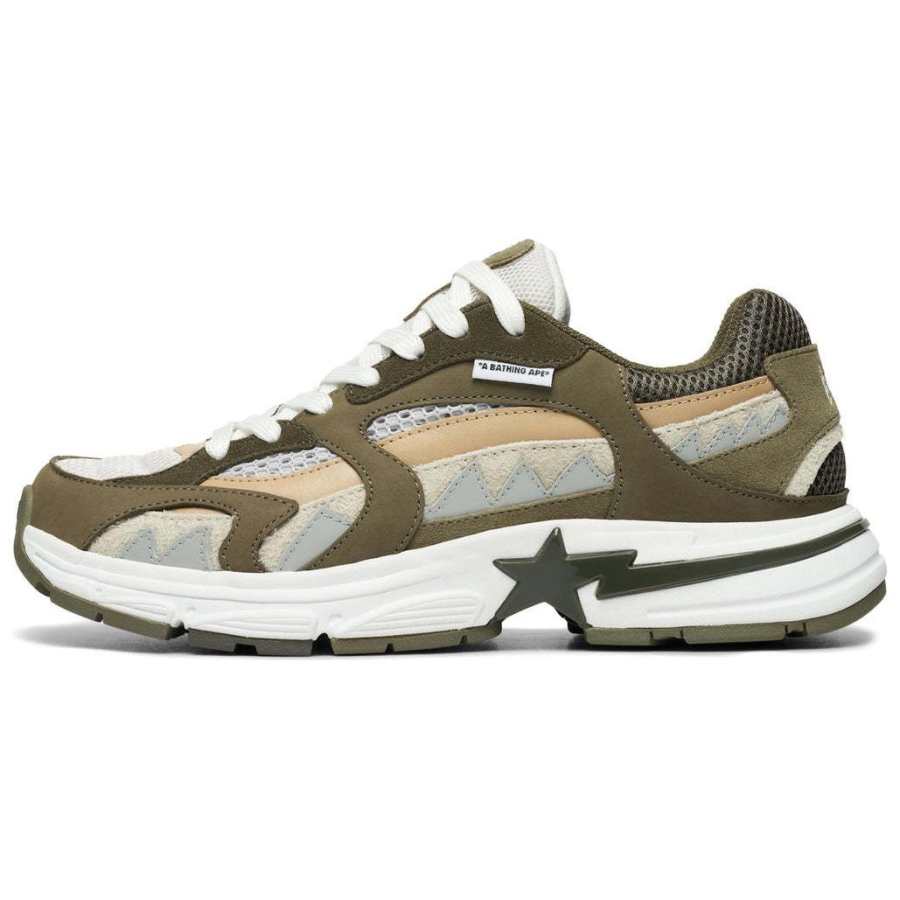 A BATHING APE SHARK STA Cow Leather Slip Resistant Low top Casual Shoes Men's