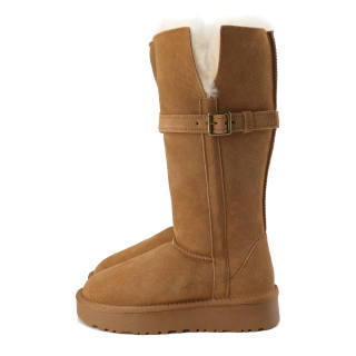 HELIPORT Cow Split Leather Thermal Crew Snow Boots Women's Chestnut