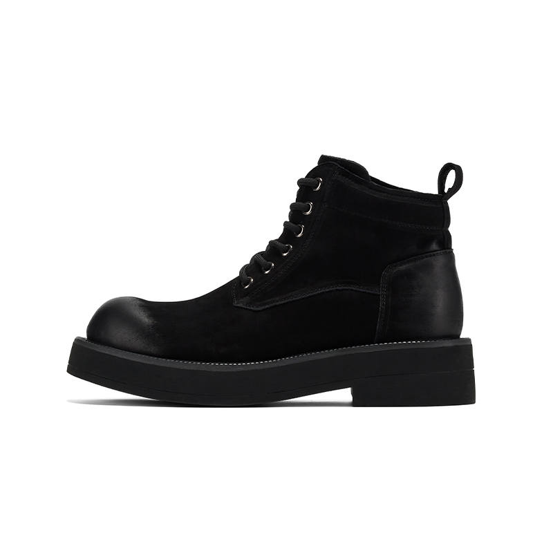 HALEBOSS HALEBOSS Cow Leather Short Combat Boots Men's