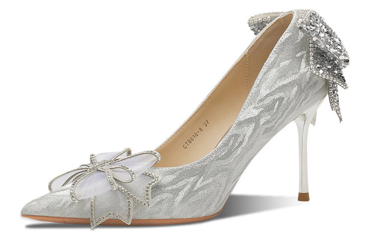 Ainer-cat Ainer cat Slim Heel High Heels 8cm Women's Silver