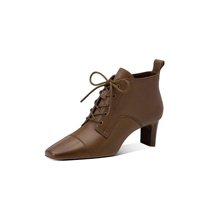 JESSICA SOPHIA Cow Leather Ankle Boots 5CM Women's