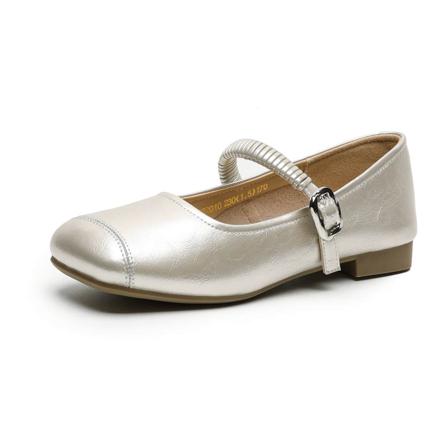 HUANAI Mary Jane Shoes Women's Pearl White/Champagne Gold