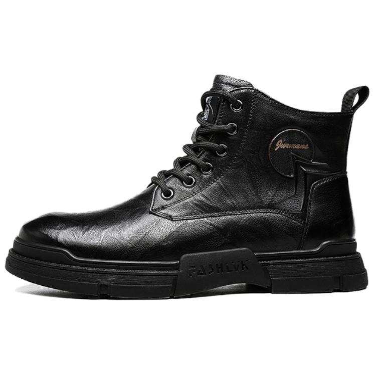 CHINT CHINT Cow Leather Combat Boots Men's Black