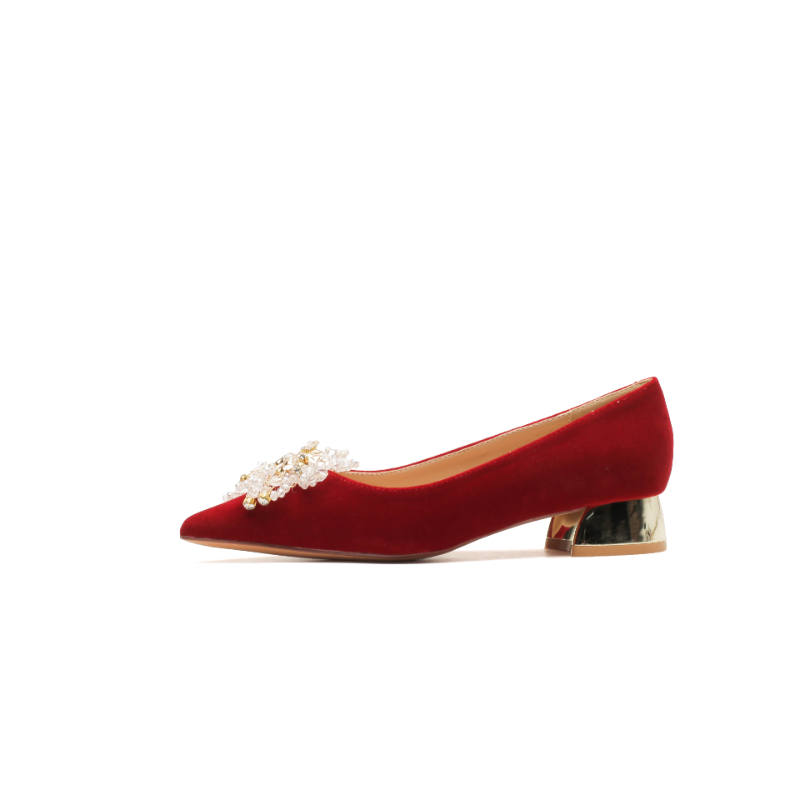 QITUMAUL Chunky Heel High Heels 3cm Women's Red