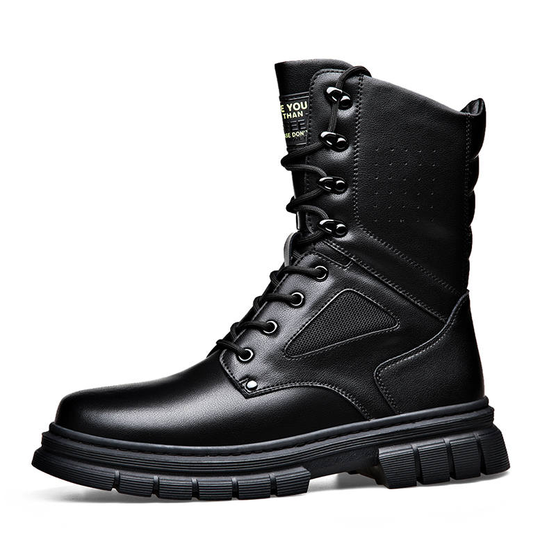 LUOMAIKE LUOMAIKE Leather Short Combat Boots Men's Black