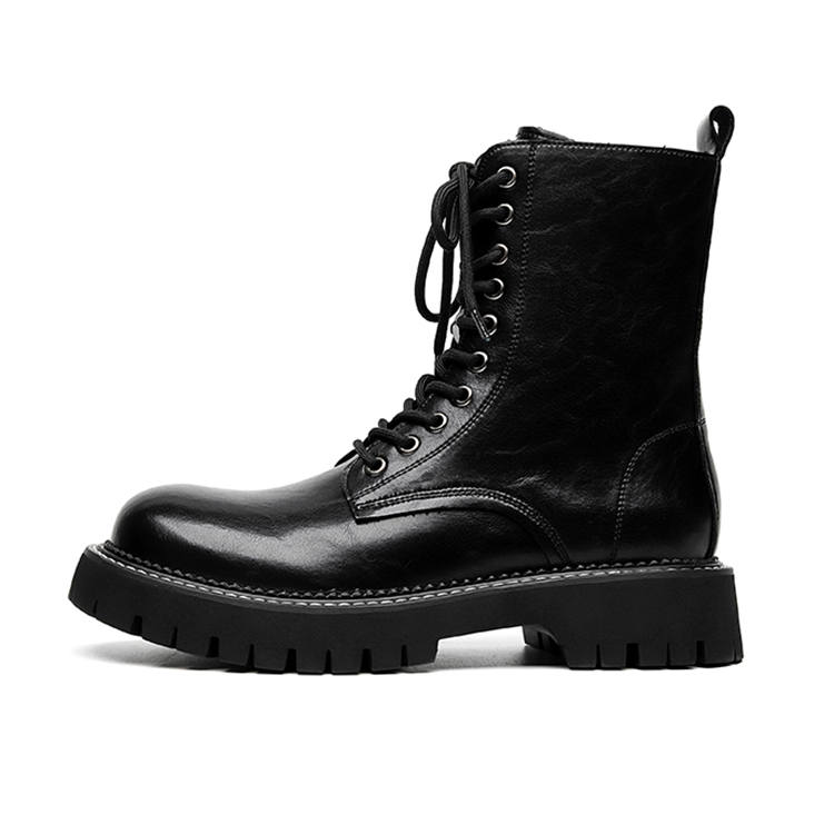 GZZ Microfiber Leather Slip Resistant Abrasion Resistant Knee High Combat Boots Men's