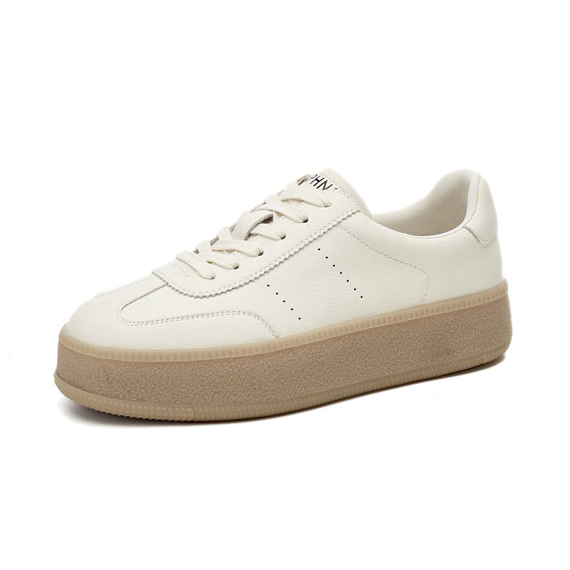 DAPHNE DAPHNE Artificial Leather Breathable Low top Skateboard Shoes Women's Ecru