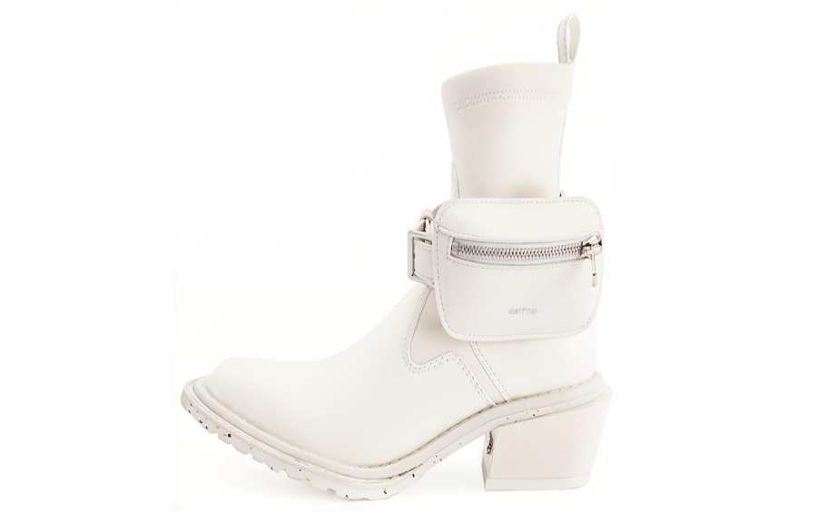 Untitlab Untitlab 13 Hitch Boots Shiny Off White Ankle Boots Unisex White