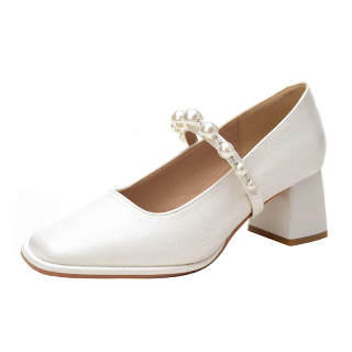 TATAYA Satin Chunky Heel Mary Jane Shoes Women's