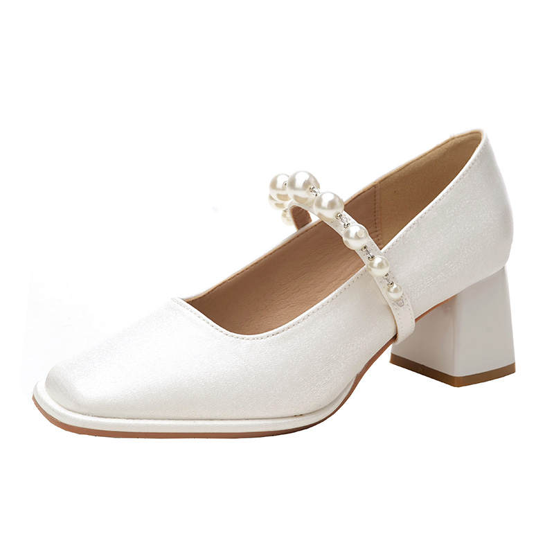 TATAYA Satin Chunky Heel Mary Jane Shoes Women's
