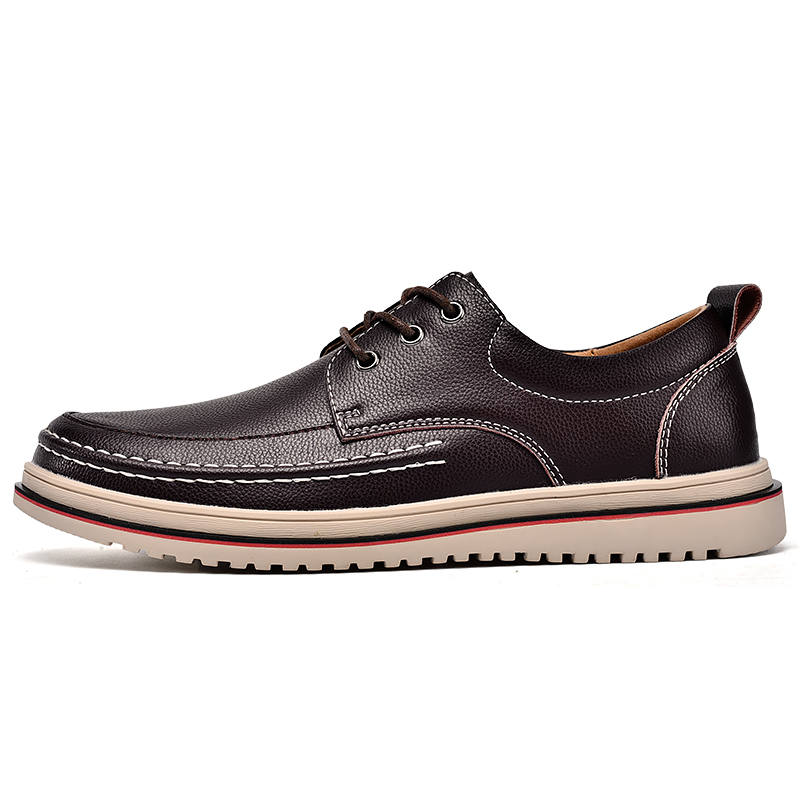 WENNAI Top Grain Cow Leather Casual Shoes Men's Brown