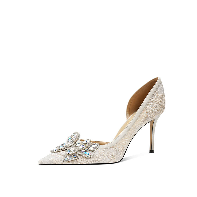 Zubumei Mesh Slim Heel High Heels Women's