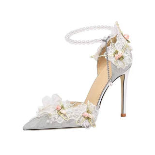 AJPAP Pu Slim Heel High Heels Women's Silver