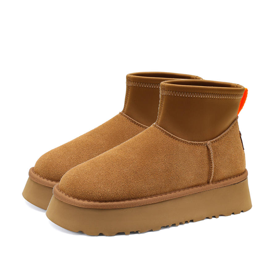 FOXER FOXER Cow Split Leather Short Snow Boots Women's Brown