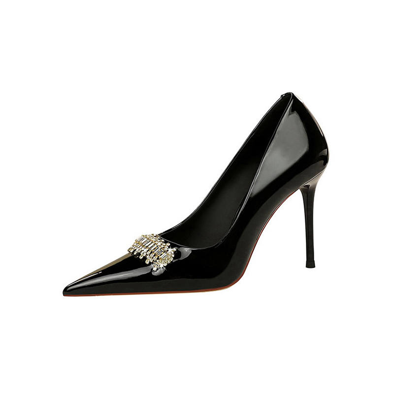 BIGTREE BIGTREE Patent Leather Slim Heel High Heels 9.5cm Women's