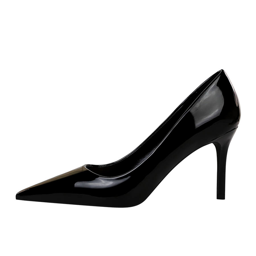 QITUMAUL Patent Leather Slim Heel High Heels 8.5cm Women's