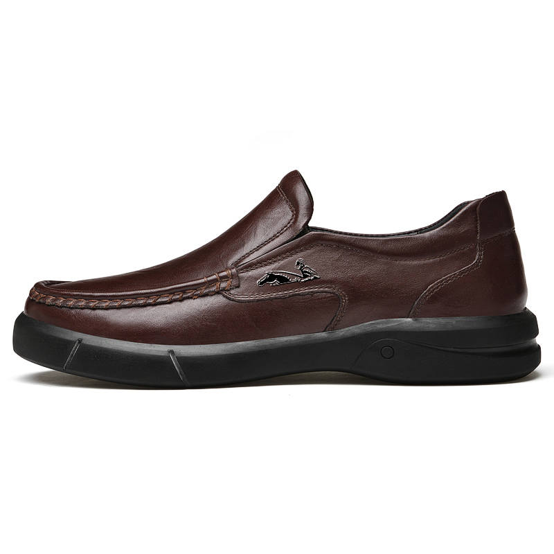 YINGLUNQISHI Top Grain Cow Leather Casual Shoes Men's Brown