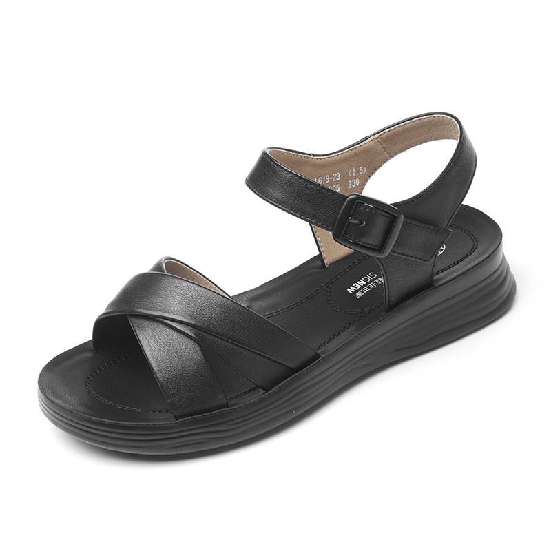 XINNUO Cow Leather One Strap Sandals Women's