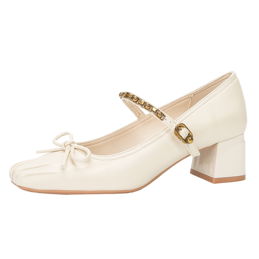 Bamiti Like Walking On A Level Surface Microfiber Leather Chunky Heel Mary Jane Shoes 5CM Women's