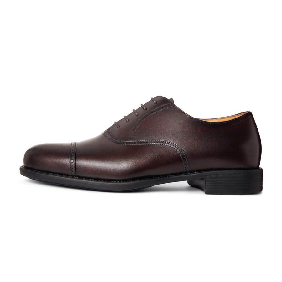 THOM WILLS Business Commuting Versatile Calfskin Oxford Shoes Old Money Style Dress Shoes Men's Dark Coffee Polished