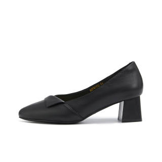 Hotwind Cow Leather Chunky Heel High Heels Women's
