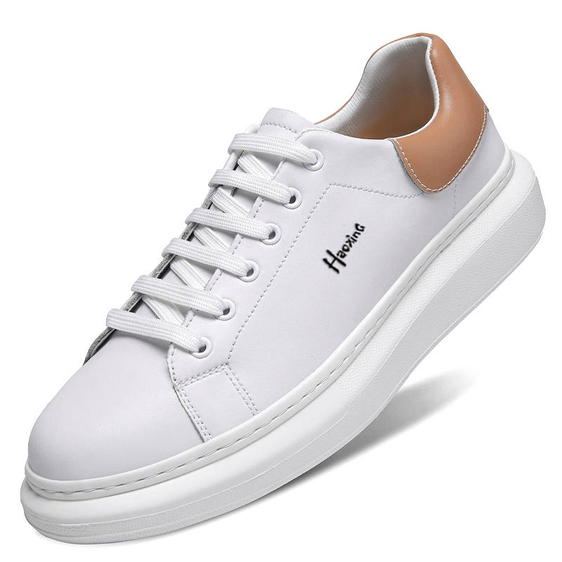 HAOXING Cow Split Leather Slip Resistant, Abrasion Resistant, Lightweight, Breathable Low top Skateboard Shoes Men's