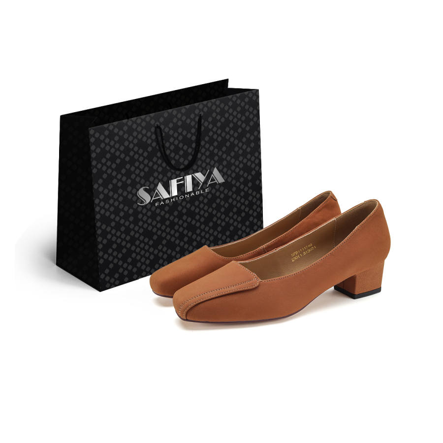 Safiya Top Grain Cow Leather Chunky Heel Women's Casual Shoes Women's Brown