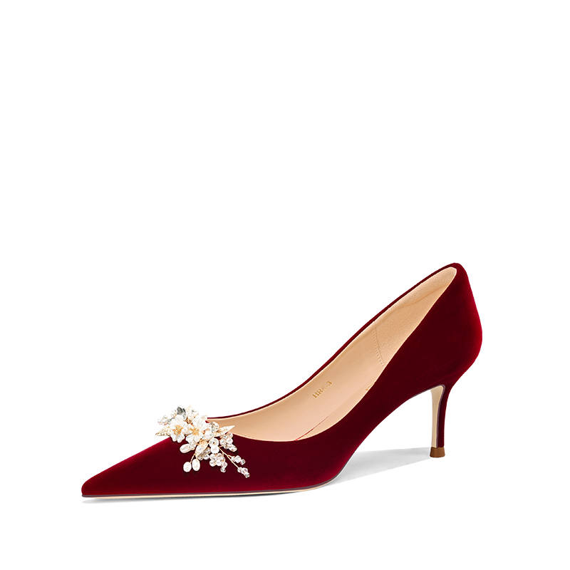 Holy Rose Slim Heel Commemoration High Heels Women's Burgundy