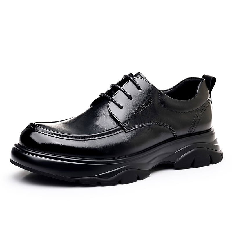 YALU Casual Leather Shoes Men's Low Top Black/Brown