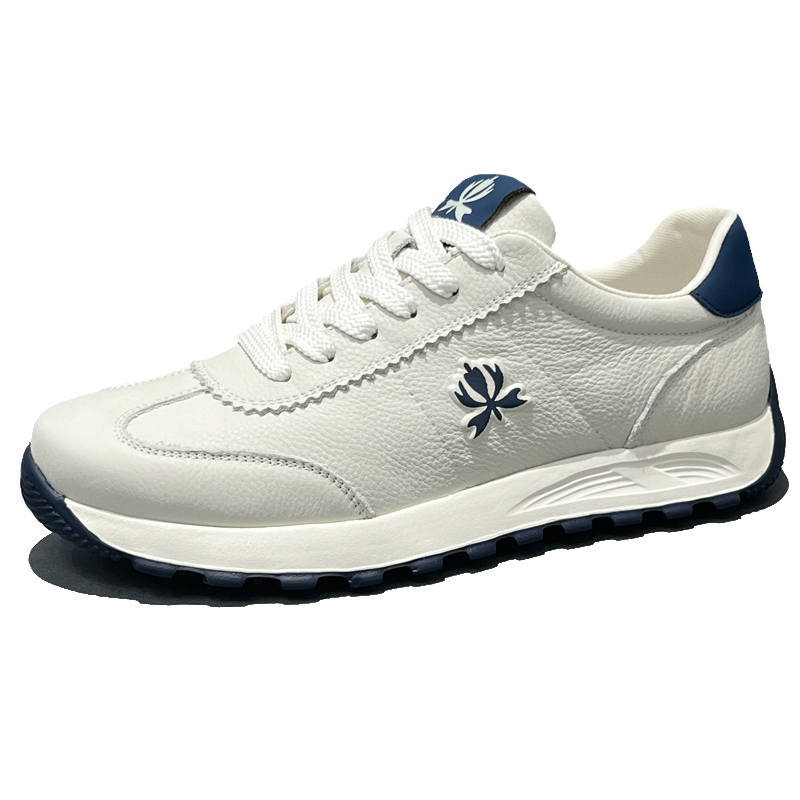 ZUOSAISI Top Grain Cow Leather Low top Casual Shoes Men's White