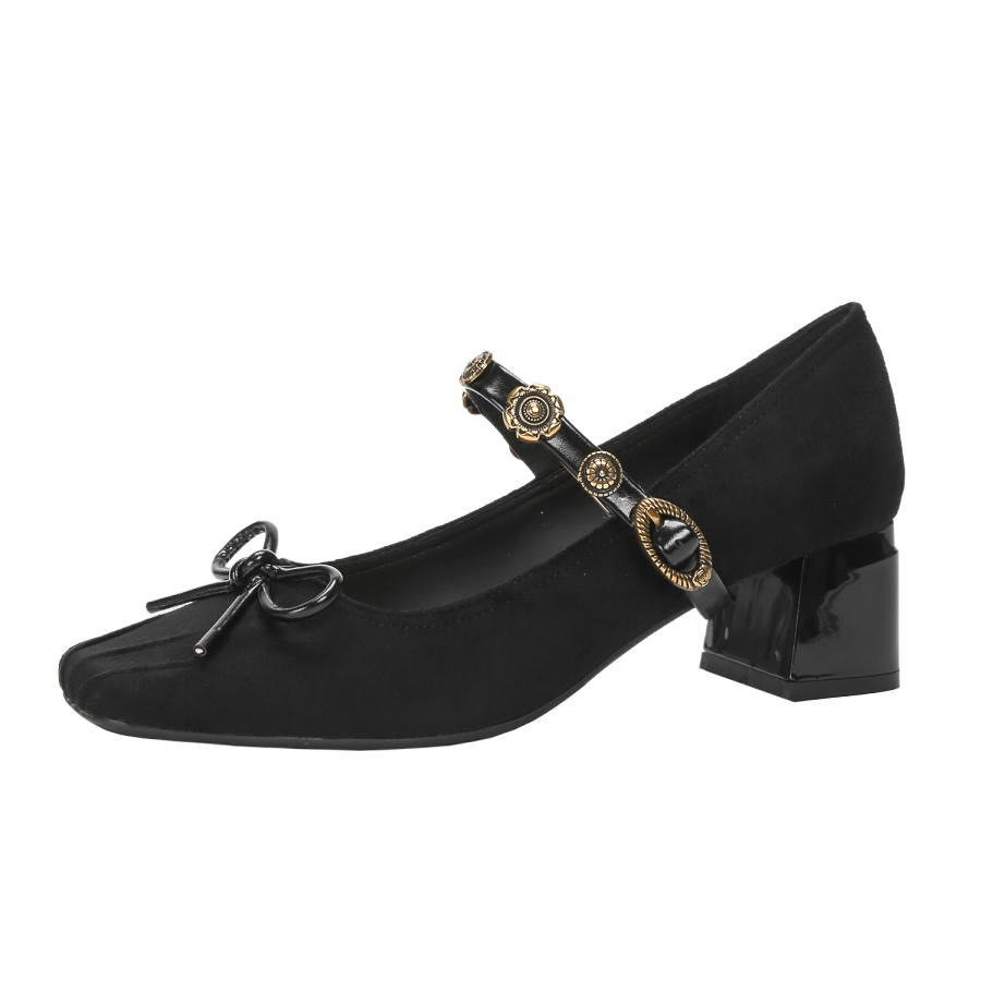 Bamiti Chunky Heel Mary Jane Shoes 5CM Women's