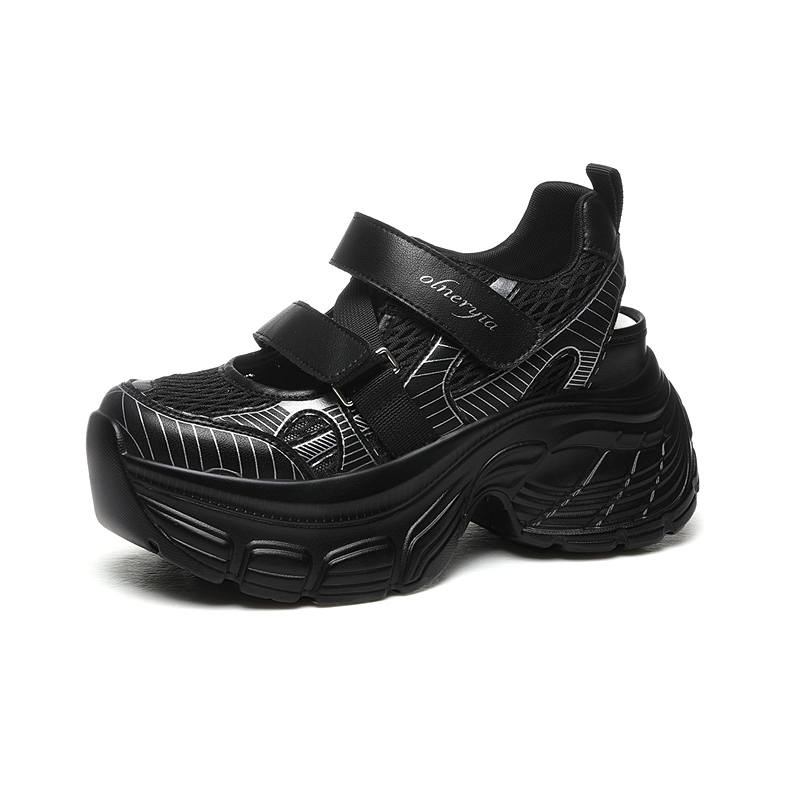 JINSITU Mesh Abrasion Resistant Breathable Height Increasing Low top Chunky Sneakers Women's