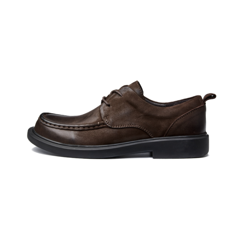 Brounvanm Casual Leather Shoes Men's Low Top Khaki
