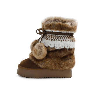 BOJUEMAO Cow Suede Fashion Trend Short Mid Calf Snow Boots Women's