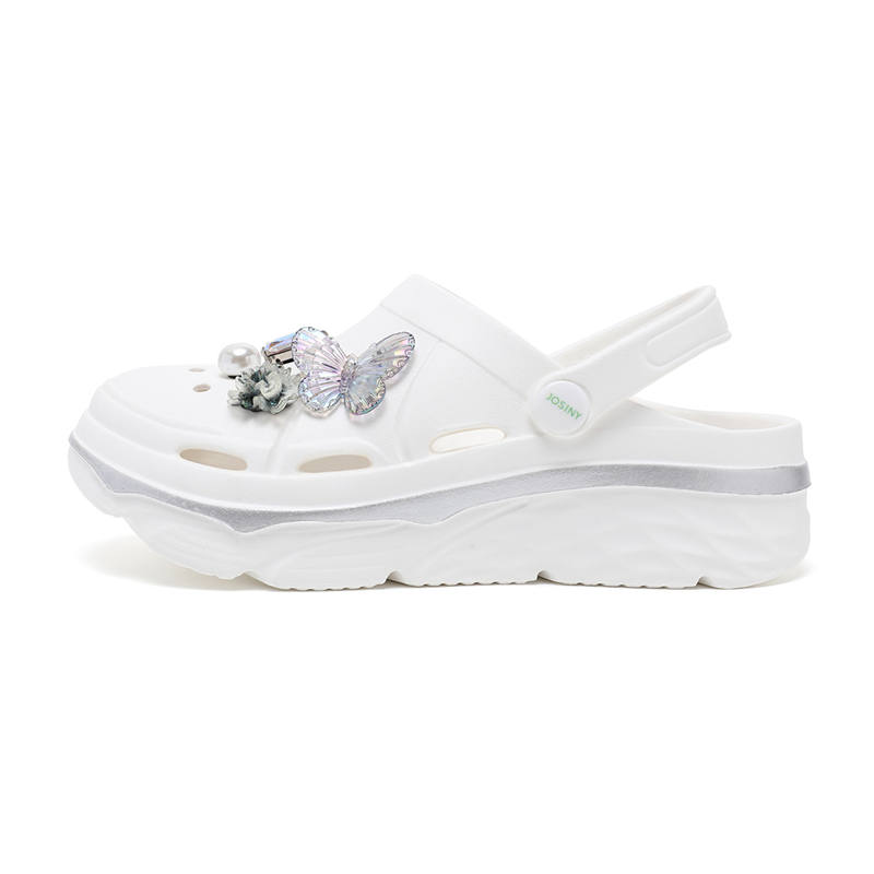 JOSINY Closed Toe Slide Sandals, Slip on EVA Breathable, Odor Resistant, Fashionable, Versatile Clogs Women's Ecru