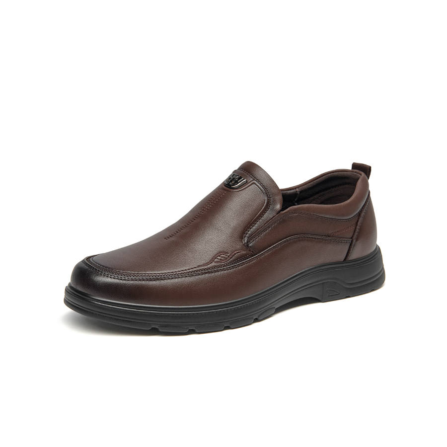 Spider King Casual Leather Shoes Men's Low Top Brown