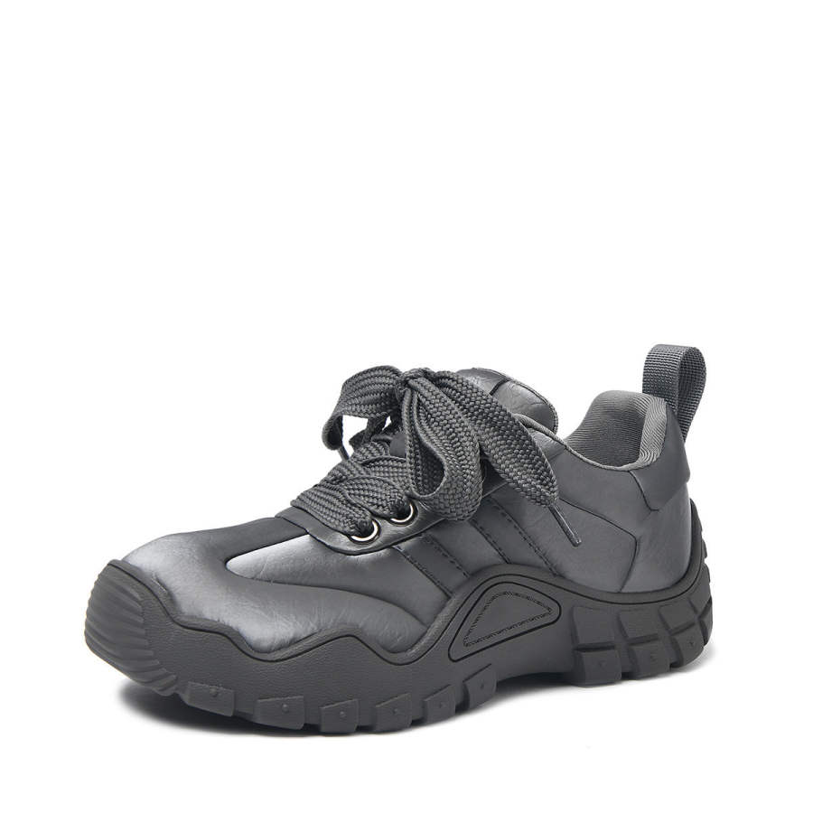 CAMEIDO Cow Split Leather Slip Resistant Slip Resistant Low top Casual Shoes Women's Gray