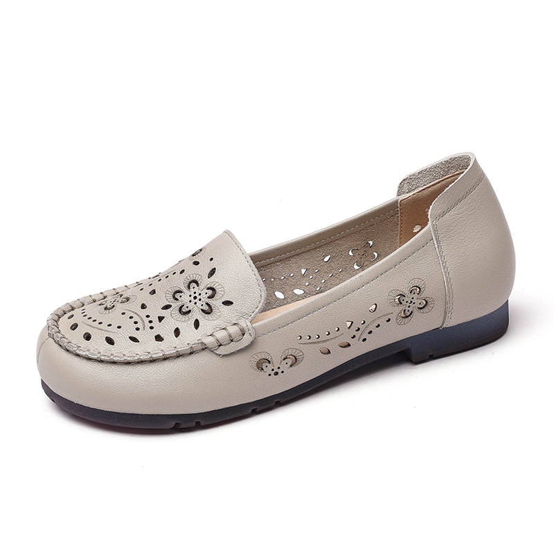 XINNUO Gommino Loafers Women's Light Gray/Apricot