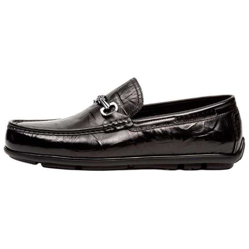 Satchi Top Grain Cow Leather Minimalist Fashion Gommino Loafers Men's Black