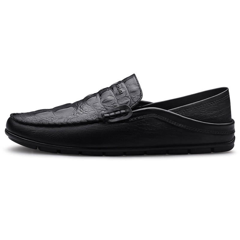 WENNAI Top Grain Cow Leather Casual Shoes Men's Black